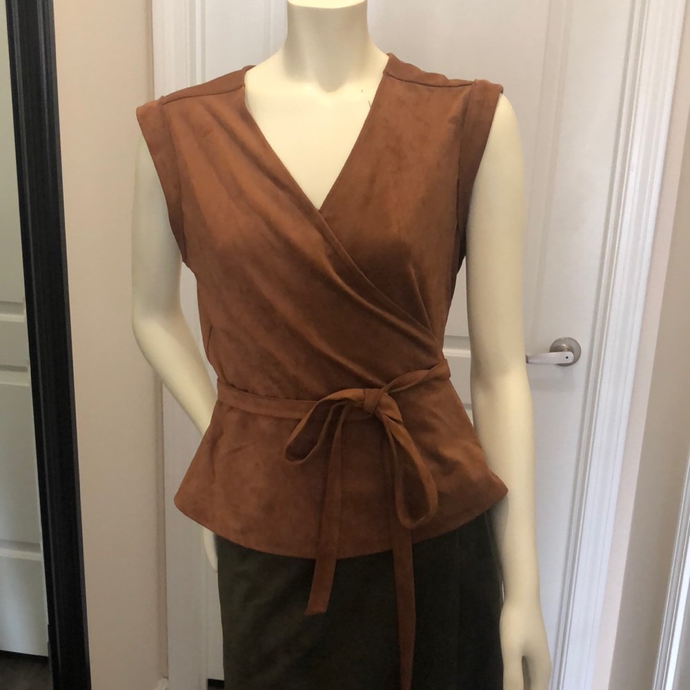 Banana Republic “Vegan” Suede Peplum Wrap Top
